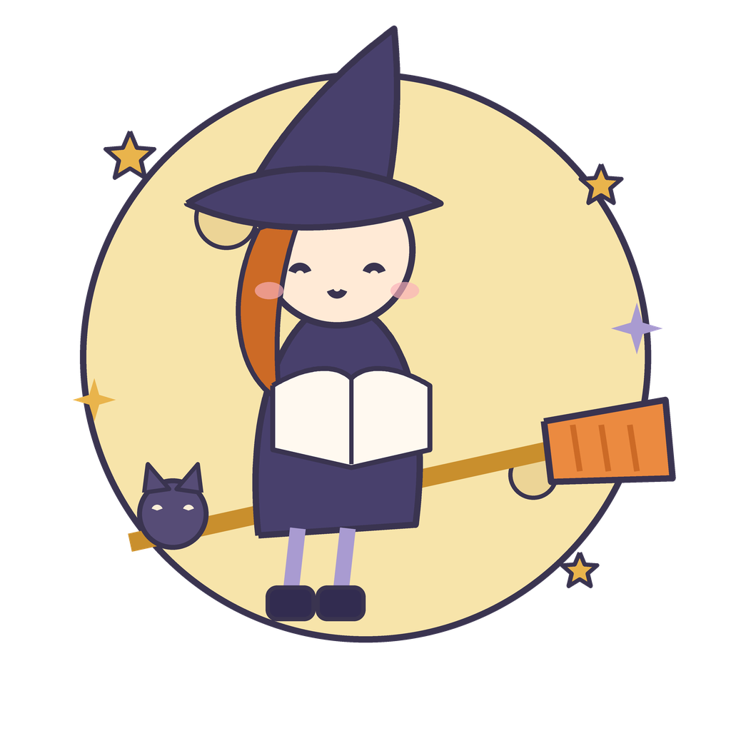 The Reading Witch sticker, from Pumpkin Tales album