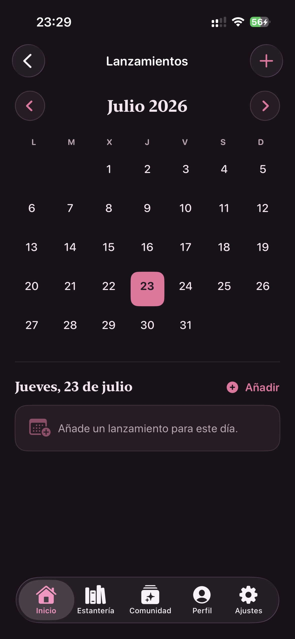 Calendar of upcoming releases saved in Mistbook